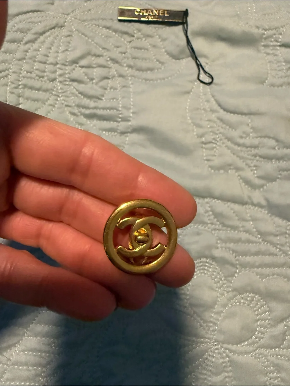 CHANEL Gold-Tone CC Button Pair with Brand Tag